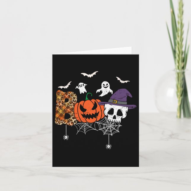 Tarjeta Calabaza De Calabaza De Calavera Con Gorra Hallowe (Anverso)