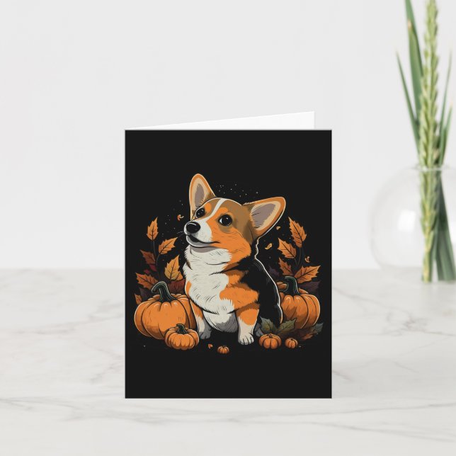 Tarjeta Calabaza De Corgi Gales De Calabaza En Halloween C (Anverso)