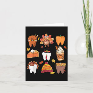 Tarjeta Calabaza De Dientes Pavo Café Otoño Equipo Dental 