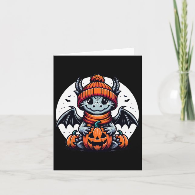 Tarjeta Calabaza de dragón de Halloween (Anverso)