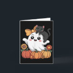 Tarjeta Calabaza de Fantasma y Gato Lindo Otoño Familiar C<br><div class="desc">Calabaza de Fantasma y Gato Lindo Otoño Familiar Combinando</div>