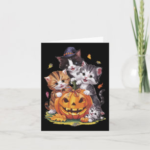 Tarjeta Calabaza de gato Halloween Floral Spooky temporada