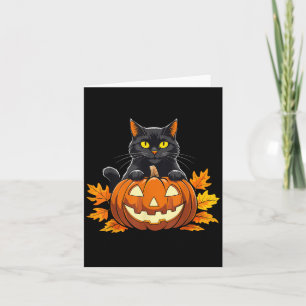 Tarjeta Calabaza de gato negro lindo disfraz de Halloween