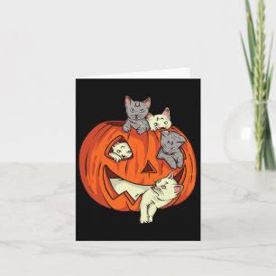 Tarjeta Calabaza de gatos tallada Jack O Lantern Gato Hall