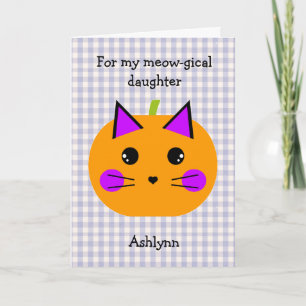 Tarjeta Calabaza de Gingan Violeta Gato Halloween Hija