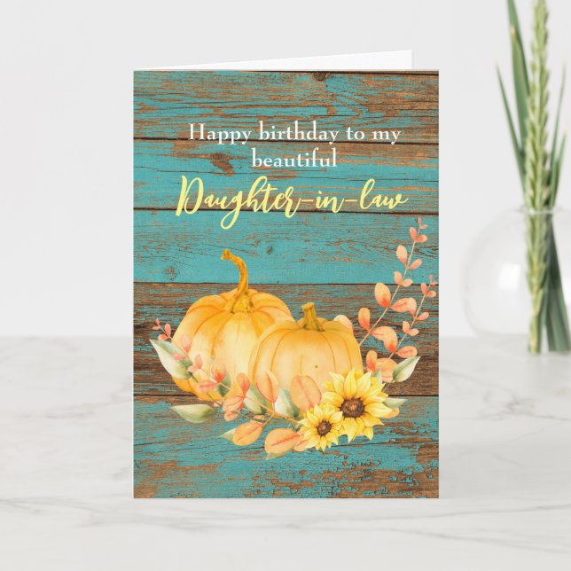 Tarjeta Calabaza de girasol cae hija de cumpleaños en la l (Anverso)