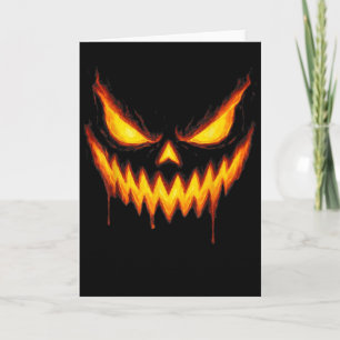 Tarjeta Calabaza de Halloween Cara de Jack O Lantern Talla