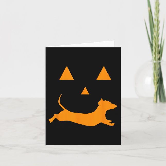 Tarjeta Calabaza de Halloween Dachshund Costum Jack-o-lant (Anverso)
