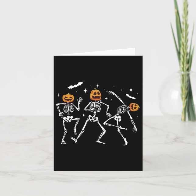Tarjeta Calabaza de Halloween de esqueleto (Anverso)
