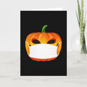 Tarjeta Calabaza de Halloween de la máscara de Coronavirus