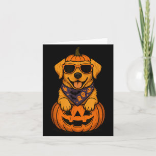 Tarjeta Calabaza de Halloween de Labrador Retriever Amaril