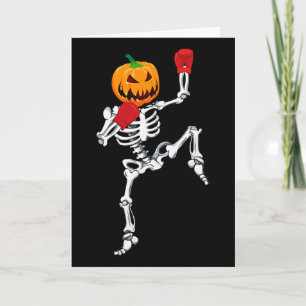 Tarjeta Calabaza de Halloween de Muay Thai de esqueleto de