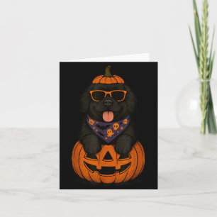 Tarjeta Calabaza de Halloween de perro Terranova espeluzna