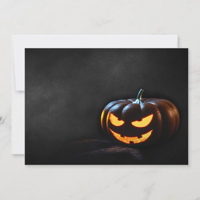 Tarjeta Calabaza de Halloween Jack-O-Lantern Spooky (Anverso)