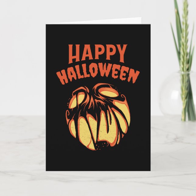 Tarjeta Calabaza de Halloween Jack o'Lantern (Anverso)