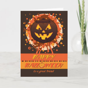 Tarjeta Calabaza de Halloween, para amigo, Grunge, Humorís
