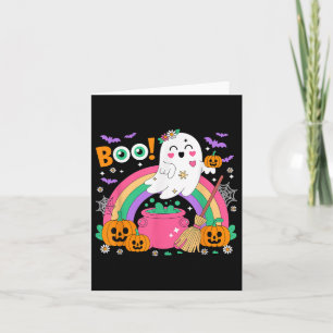 Tarjeta Calabaza de Halloween tallada con terror de arcoír