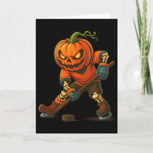Tarjeta Calabaza de hockey sobre hielo Halloween Esqueleto