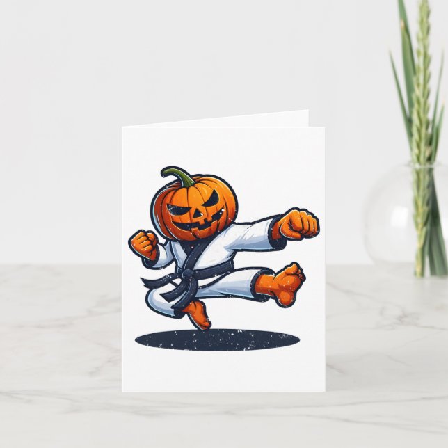 Tarjeta Calabaza de Karate Halloween (Anverso)