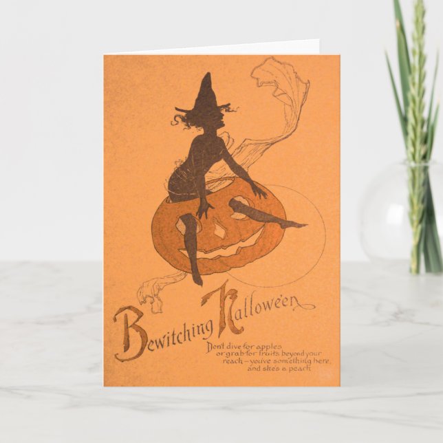 Tarjeta Calabaza de la linterna de Jack O de la bruja (Anverso)
