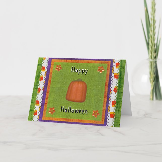 Tarjeta Calabaza de maíz dulce rellena de Halloween (Anverso)