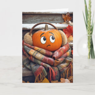 Tarjeta Calabaza de naranja de cumpleaños en una bufanda a