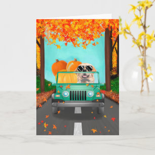 Tarjeta Calabaza de otoño para perro de Golden Retriever
