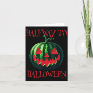 Tarjeta Calabaza de sandía a medio camino de Halloween