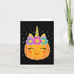 Tarjeta Calabaza de unicornio lindo Halloween Día de Acció