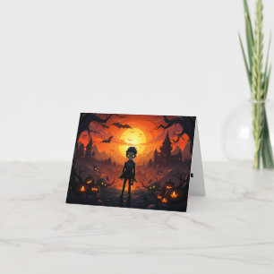 Tarjeta Calabaza De Vampiros Y Halloween