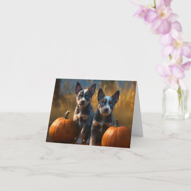Tarjeta Calabaza deslumbrante azul heeler pipa otoño (Orquídea)