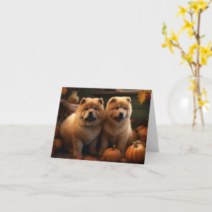 Tarjeta Calabaza deslumbrante Chow Chow Puppy Autumn