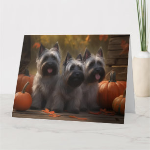 Tarjeta Calabaza deslumbrante Skye Terrier Puppy Autumn