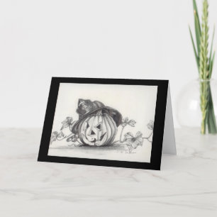 Tarjeta Calabaza disfrazada de bombero