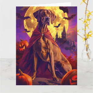 Tarjeta Calabaza Espantosa de Halloween Vizsla Vampiro