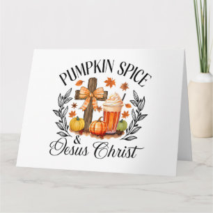 Tarjeta Calabaza Especiada Y Cristo Jesús Cruz Calabaza Ch