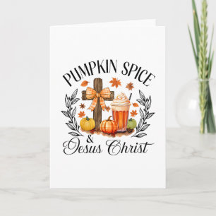 Tarjeta Calabaza Especiada Y Jesucristo Cruz Calabaza Chri