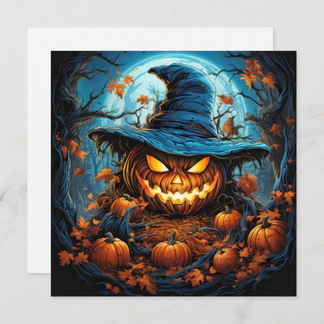Tarjeta Calabaza fantasmal arte de Halloween (Anverso / Reverso)