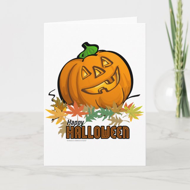 Tarjeta Calabaza feliz de Halloween (Anverso)