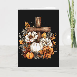 Tarjeta Calabaza Floral Boho Cruz Otoño Jesús Cristiano Th