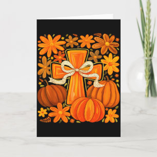 Tarjeta Calabaza Floral Boho Cruz Otoño Jesús Fe Cristiana