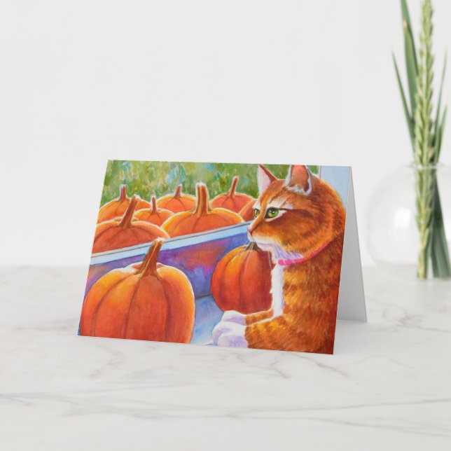 Tarjeta Calabaza, gato de la calabaza (Anverso)