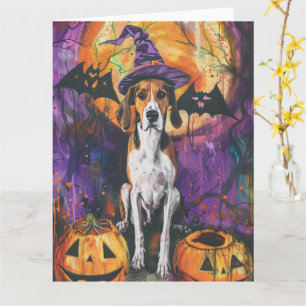 Tarjeta Calabaza Halloween de la Foxhound inglesa norteame