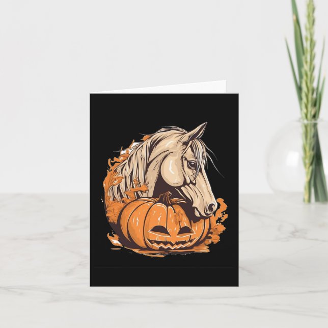 Tarjeta Calabaza Halloween Disfraces de Caballo Montada E (Anverso)