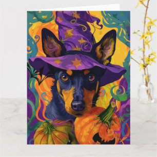 Tarjeta Calabaza helada australiana Kelpie Halloween