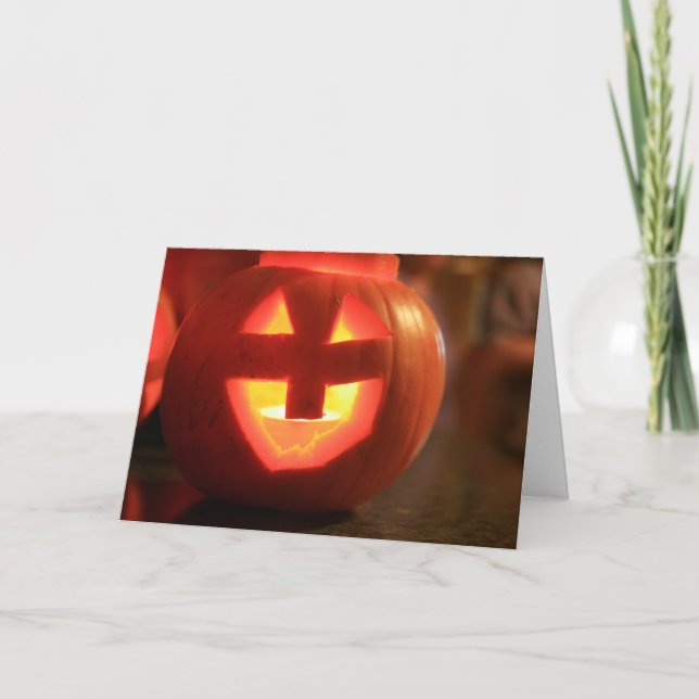 Tarjeta Calabaza Jack-O-Lantern (Anverso)