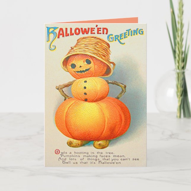 Tarjeta Calabaza Jack O' Lantern Snowman (Anverso)