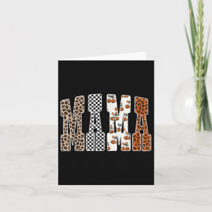 Tarjeta Calabaza Leopardo de Mamá a Cuadros Retro Otoño Ha