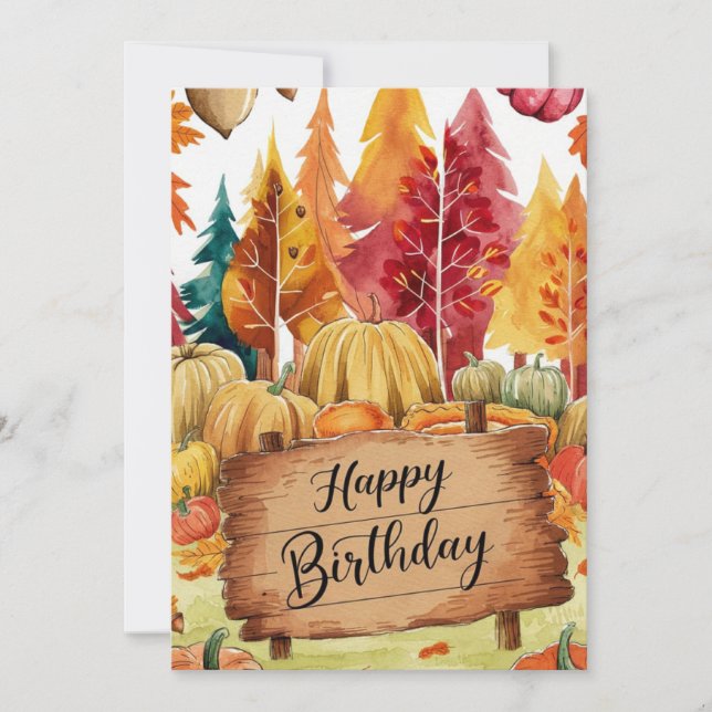 Tarjeta Calabaza Mágica Woods otoño otoño feliz cumpleaños (Anverso)