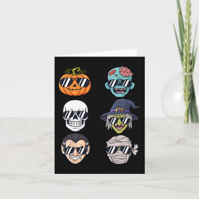 Tarjeta Calabaza más fría Halloween Skeleton Vampiro de Br (Anverso)